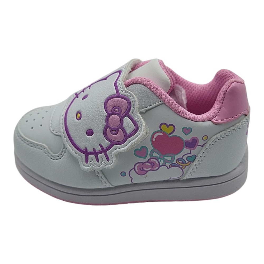 Hello Kitty Slip On Sneakers Toddler Girls Size 7 White Pink Comfy Velco closure